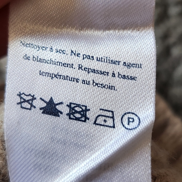 FAHERTY Women's Sweater Medium Beige Wool Cashmere Blend Roll Cuff Minimalist - Picture 6 of 11